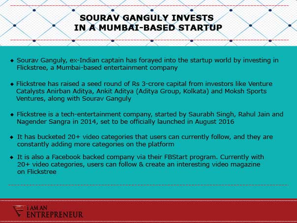 Sourav Ganguly invests in a Mumbai-based startup